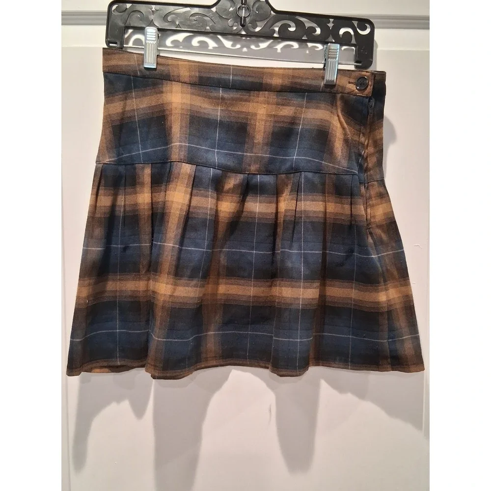 Dickies Size 9 Brown Plaid Pleated Mini Skirt Academic Grunge‎ Schoolgirl Style